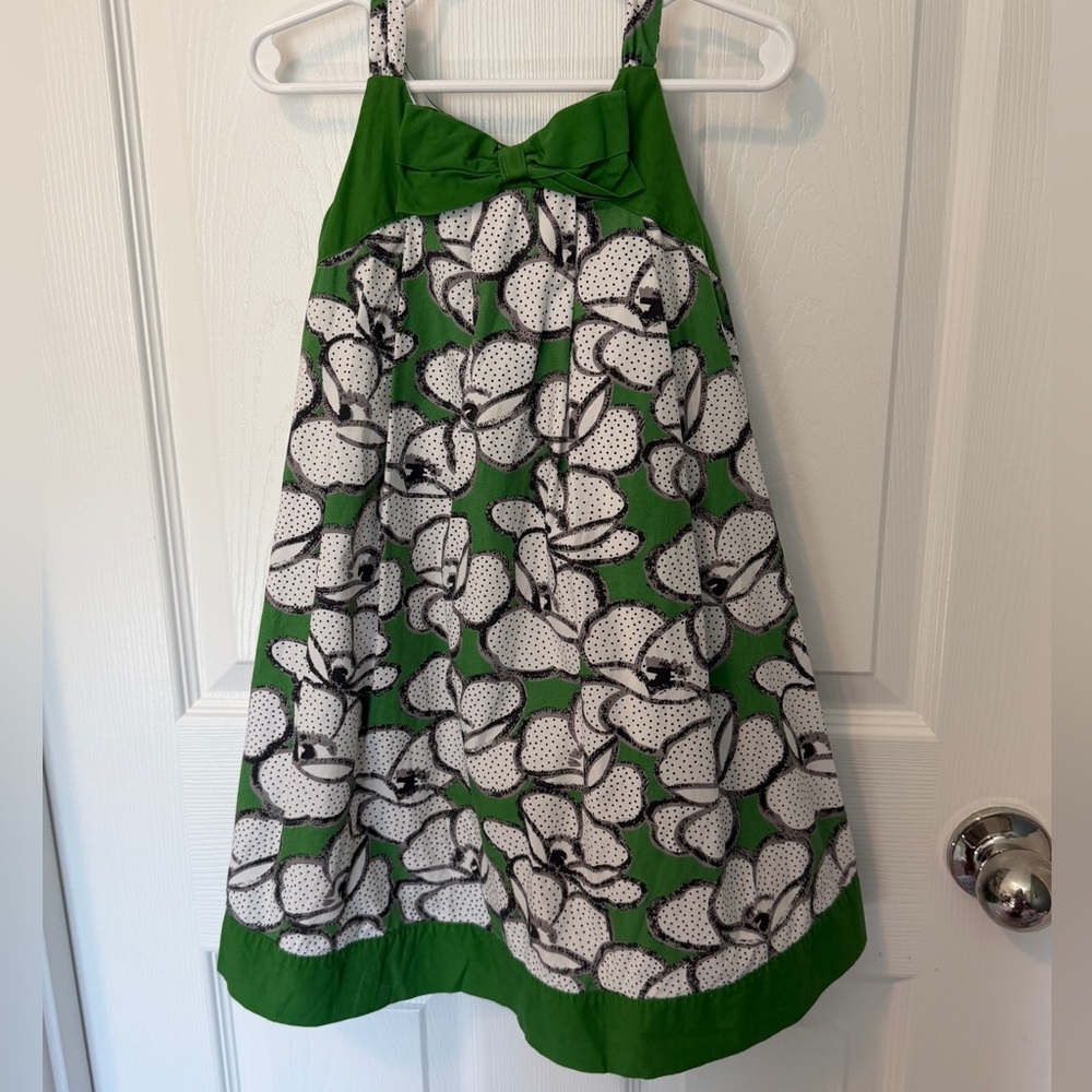 Janie and Jack Green Floral Halter summer Dress with Bow